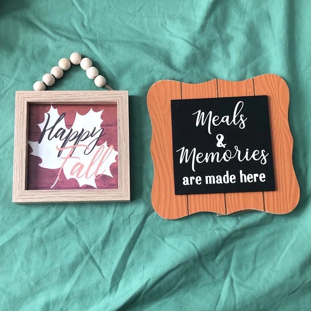 Happy Fall & Meals & Memories Decorative Wall Sign Set